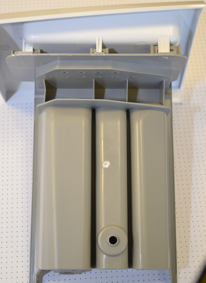 underside of dispenser draw